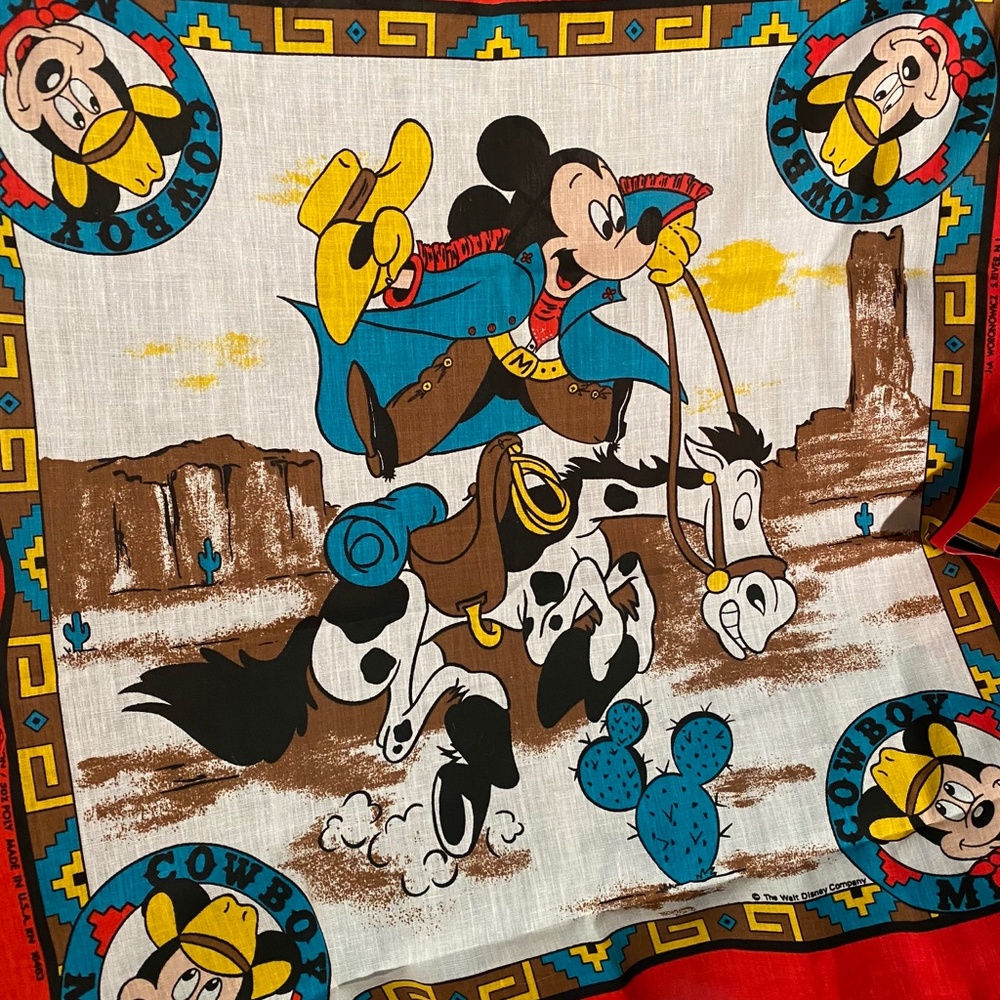 Vintage Disney Mickey Mouse Cowboy bandana